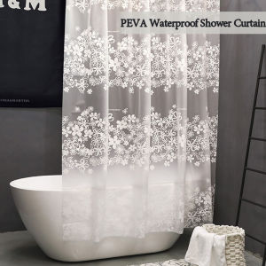 Rèm Tắm hoa trong suốt Rèm tắm PEVA Rèm tắm không khoan góc Rèm tắm trắng cho bồn tắm chống nấm mốc không thấm nước và khô nhanh
