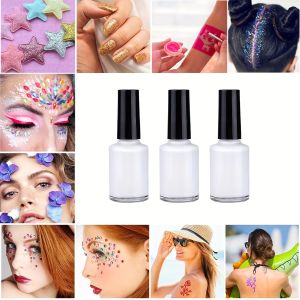 3-Pack Liquid Body Paint Glue AdhesiveMultifunctional Waterproof Sweatproof Long-Lasting Glitter Primer for Sparkling Tattoos