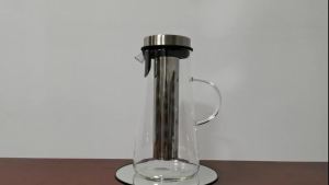 Karafu Glass Pitcher with Lid & Infuser 60 Oz Thicker Carafe with Stainless Steel Infuser & High Heat Resistance Glass Jug for Fridge Hot/Cold Water Infused Fruit Tea & Juice Beverage