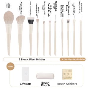 Lades | 11-Piece Multi-Functional Makeup Brush Set with Blending & Eye Brushes