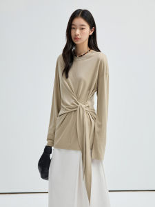 Áo Thun Dài Tay Cổ Tròn Chống Nắng JUSLIN Thoáng Khí Chống Khuẩn Mát Mẻ Thắt Eo Tay Dài Mùa Hè Màu Trơn Áo Thun Thường Ngày