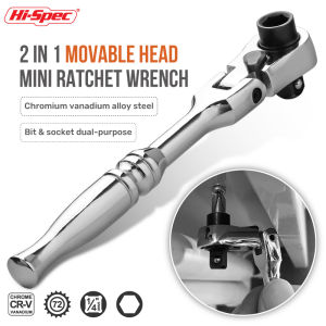 Hi-Spec 2-in-1 Mini Ratchet Wrench 1/4 Double Ended Adjustable Quick Spanner Tool Socket Wrench Repair Hand Tools Torque Spanner