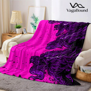Pink Purple Dragon Flannel Blanket Warm Soft Halloween Christmas Decorative Couch Warm Cozy All-Season Gift