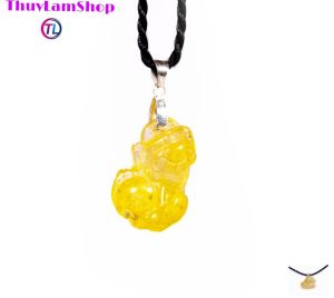 Vòng cổ cụ tỳ hưu đá thạch anh tóc vàng chế tác thủ công chuẩn 3A kích hoạt cung tài lộc