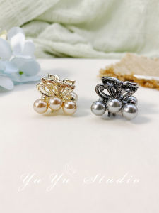 กิ๊บติดผมรูปมุกสีเทาหวานๆ สำหรับผู้หญิง กิ๊บติดผมสไตล์เกาหลี ทรงเรียบง่าย สไตล์ไฮเอนด์ ใหม่ล่าสุด ปี 2025