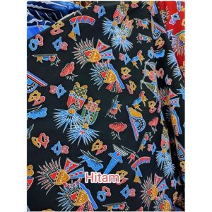 Kain Batik Ondel ondel semi sutra halus / Bahan Batik ondel ondel halus (hrg 1 mtr)
