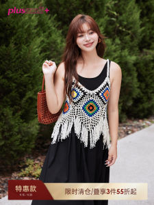 Bohemian Girl Plant Cotton Hollow out Hook Flower Vest Summer Vacation Style Womens Tank Top Plusmall Brand 25-29 Years Old