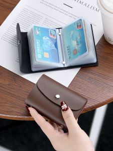 Small Card Holder Mens and Womens Genuine Leather Multi-Card-Slot Card Holder Storage Large Capacity Anti-Degaussing ID Card Holder