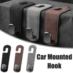 Universal Metal Car Seat Headrest Hook 2 in 1 Soft Leather Car Seat Back Hook for Purse Bag Backpack Double Hook Car Seat Hanger