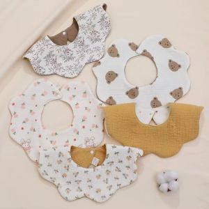 Drooling Feeding and Teething Bibs for Girls Boys  Snap Muslin Cotton Bibs for Baby Plain Bib