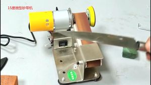 Mini Electric Abrasive Belt Grinding Machine DIY Polishing Blade Grinding Machine Multifunctional Grinding Machine 10PCS Belt