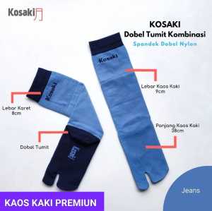 Kaos Kaki Muslimah Jempol Panjang Kaos Kaki Premium Dobel Tumit Dobel Nylon KOSAKI KOMBINASI-L Jeans