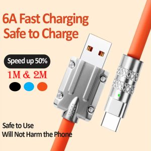 120W 6A Super Fast Charge 1M&2M Liquid Silicone Cable Quick Charge Micro USB Cable IP Huawei Samsung Charger
