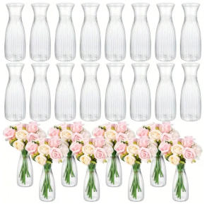 1/4pcs Plastic Striped Vases Transparent Flower Vases Floral Combination Crafts Suitable For Various Bouquet Decoration Displa