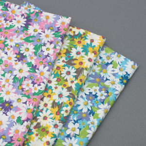 Pure Cotton Daisy Print Fabric Dress Material Plain Weave Sewing Cloth for DIY Clothing