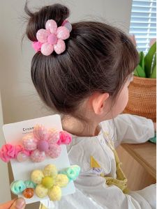 Girls Floral Hair Ties Childrens Elastic Hair Bands High Elasticity Ponytail Holder Headwear for Kids Educational Toys