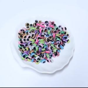 100pcs 6x8 8x10mm Oval Resin Beads Evil Eye Beads Loose Spacer Beads For Jewelry Making DIY Charms Necklace Bracelet Accessories