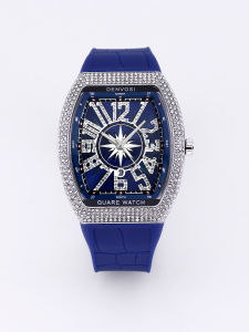 DENVOSI | DENVOSI Starry Sky Wine Barrel Luxury Mens Quartz Watch Silicone Strap