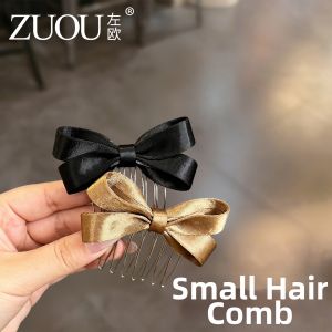 ZUOOU | Black Satin Bow Hair Comb Headwear