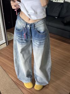 Quần Jeans Ống Rộng Kiểu Dáng Thẳng Cạp Thấp Phong Cách Mỹ Cổ Điển Cho Nữ Quần Dài Thu Đông Mới Về Quần Jeans Ống Rộng