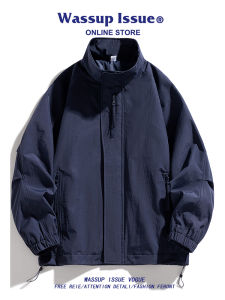 Japanese-American Style Stand-up Collar Loose Jacket for Spring Autumn