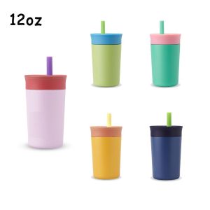 JIYAN2866 Spill Resistant Kids Water Bottle Insulation Stainless Steel Toddler Straw Cups Easy To Clean 12 Oz Toddler Cup with Straw For Kids