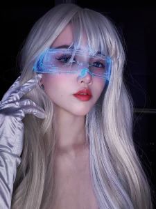 Tech Led Goggles Cyberpunk Science Fiction Kids Sunglasses Disco Electronic Music Festival Party Cool Sunglasses