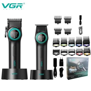 VGR Hair Trimmer Professional Hair Cutting Machine Rechargeable Barber Clippers LED Display 9000 RPM Trimmer for Men V-001 V-977