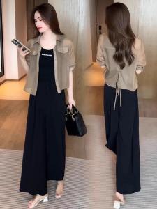 Womens Summer Thin Short Sleeve Shirt Sun Protection Outerwear Fashionable Cardigan Style Premium Feeling Short Coat