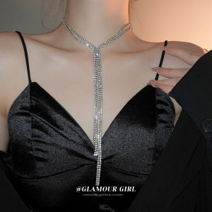 Vòng Cổ Tua Rua Nhúng Kim Cương Hai Lớp Châu Âu Và Mỹ Nữ Mặt Dây Chuyền Chuỗi Xương Đòn Thiết Kế Trang Sức Thời Trang Sang Trọng