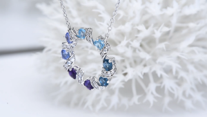 Lohaspie Jewelry Pure 1.5 Carats Solid Sterling Silver 925 Pendant Original Natural Aquamarine Tanzanite Pendant Gemstone Pendant Silver Tanzanite Pendant For Women Silver Jewelry