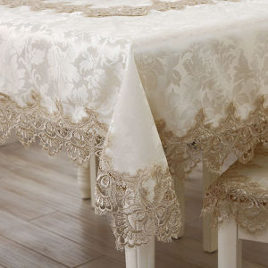 Tablecloth Fabric European-Style Rectangular Household Coffee Table Cloth TV Cabinet Tablecloth Lace Table Runner Dining Tablecloth Chair Cover Set