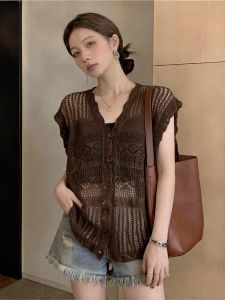 Lace Hollow Out V-Neck UV Protection Cardigan