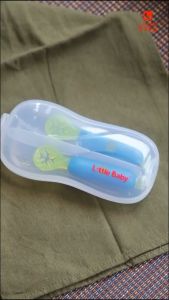Little Baby Weaning Silicone Spoon Sendok MPASI Makan Bayi dengan Wadah Case WSS0823