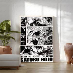 Bandai | Japanese Anime Dark Fantasy J-Jujutsu K-Kaisen Canvas Painting Shonen Satoru G-Gojo Anime Art Posters Print Bedroom Home Decor