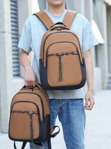 Mens Casual Nylon Backpack Outdoor Large Capacity Fashionable Versatile Commuter Style Double Shoulder Bag for Daily Travel