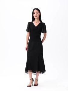 Koradior | Fashionable V-neck Splicing Icesilk Top