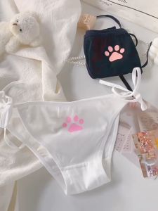 SatisfClothe 🌜🌜 กางเกงชั้นในน่ารัก ชุดแมว ผูกทั้งสองด้าน ลายอุ้งเท้าแมว สีทึบ พร้อมส่งจากไทย