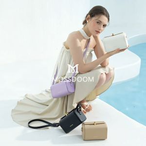 MOSSDOOM Tas Wanita Bexley Bag Tas Kotak Elegan Tas Selempang Desain Kunci Warna Solid