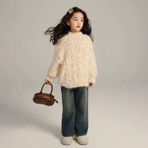 Thickened Soft Knitted Girls Sweater Autumn Winter New Style Warm Base Layer Top for Little Girls Children Knitted Shirt