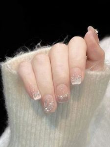 Handmade Short French Cat Eye Nail Tips Luxury Nude Color Nail Art Patches Finished Product High-End Sensation Spring Trend