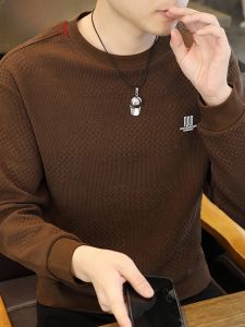 HENGYUANXIANG | Hengyuanxiang Mens Round Neck Long Sleeve T-Shirt Loose Fit Solid Color Base Shirt Casual Fashion Spring Autumn Wear