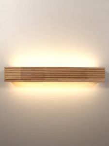 Japanese Style LED Solid Wood Wall Lamp Bedroom Bathroom Sconce Heat-Resistant Waterproof Moisture-Proof Sauna Light