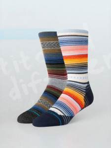 Stance | Design Multicolor Mismatched Autumn Retro Stripe Mid Calf Socks