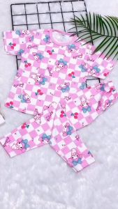 Baju tidur anak untuk 1-10 tahun/setelan anak perempuan/stelan anak cewek/setelan anak laki-laki/setelan cp full printing motif melody ktk 308 alohapajamas