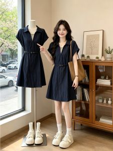 Đầm V-Neck Giả Hai Mảnh Dây Nơ Ép Eo