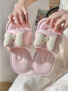 Bow Slippers Womens Summer Online Influencer Cute Fashion Outwear Shit Feeling Thick Sole Non Slip Interior Home Slippers