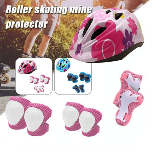 Universal 6/7-pieces Protective Gear Set Kids Safety Helmet Knee Elbow Pad Sets Children Cycling Skate Bicycle Helmet Safety Protection Sports Accessories