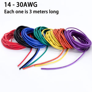14/16/18/20/22/24/26/28/30 AWG Silicone Electric Wire 3 Meter/10ft- Soft Flexible Tin-Copper Wire High Temperature Resistant