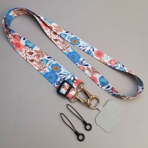 Long Crossbody Lanyard Painted Decoration Adjustable Neck Phone Strap AntiLoss Nylon canvas Lanyard With Universal Clip Gaske
